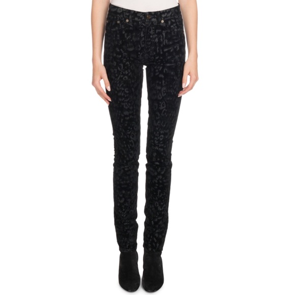 saint laurent leopard jeans